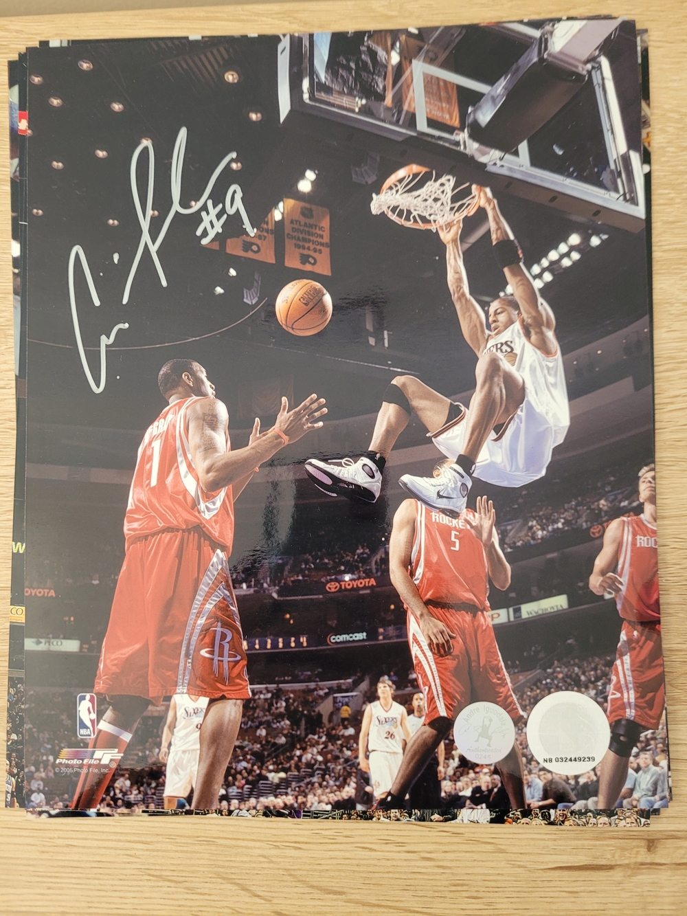 Signed NBA Action Photo Featuring Player Dunk in White Jersey